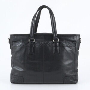 Coach Signature Leather Tote Bag Shoulder Black Men's